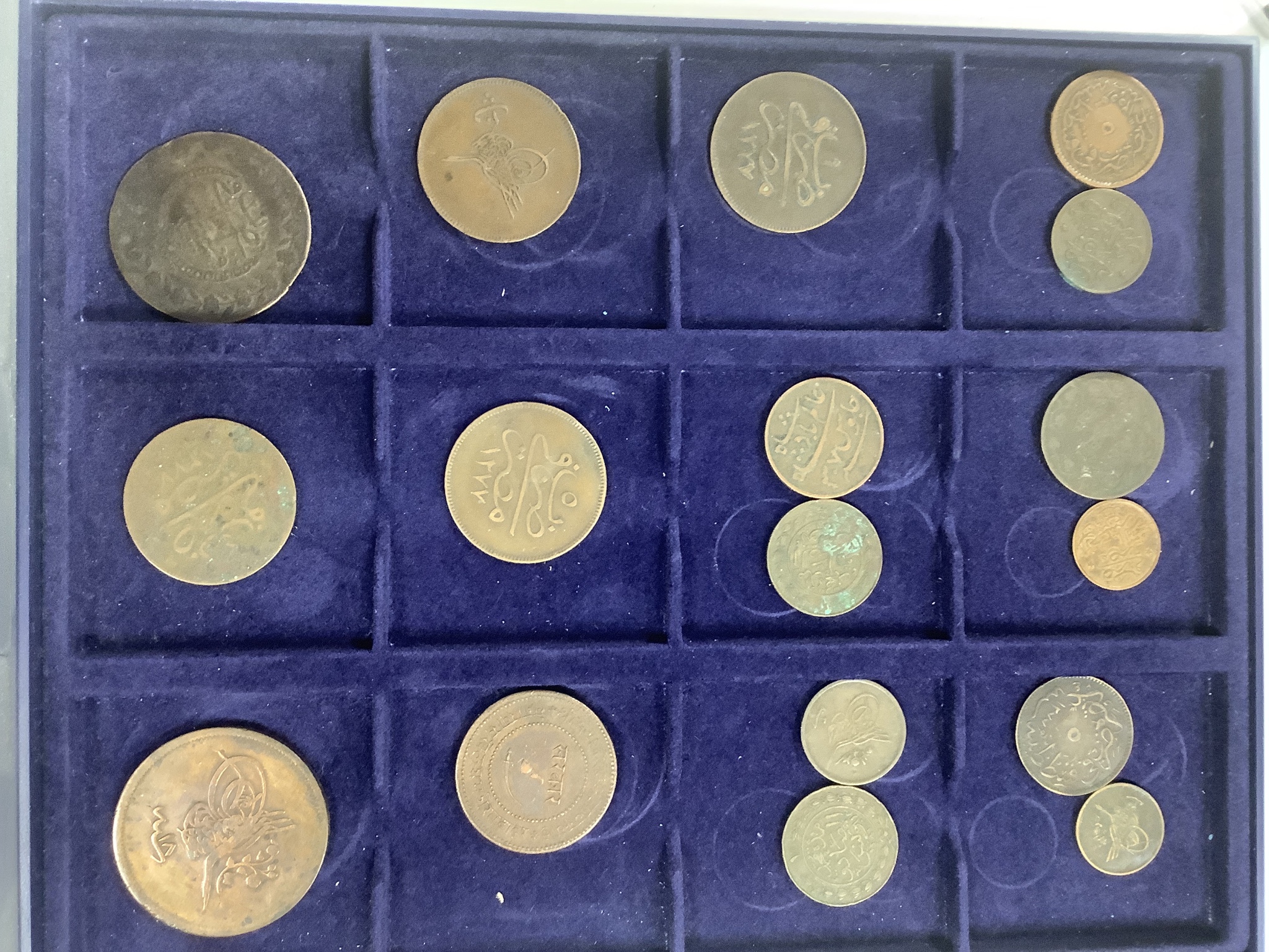 Ottoman Empire and Islamic coins, 19th/20th century, silver and bronze coinage, 12 trays